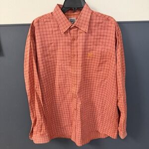 Cinch Classic Cowboy Collection Men's Size Large Colorful Plaid Orange Cotton